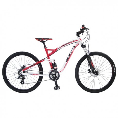 Bicicleta BENOTTO Montaña DS-800 R27.5 24V. Shimano Altus Frenos Doble Disco Mecánico Aluminio Rojo/Blanco/Negro Talla:SM